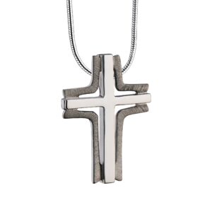cross elegant ashes pendant brushed ruthenium
