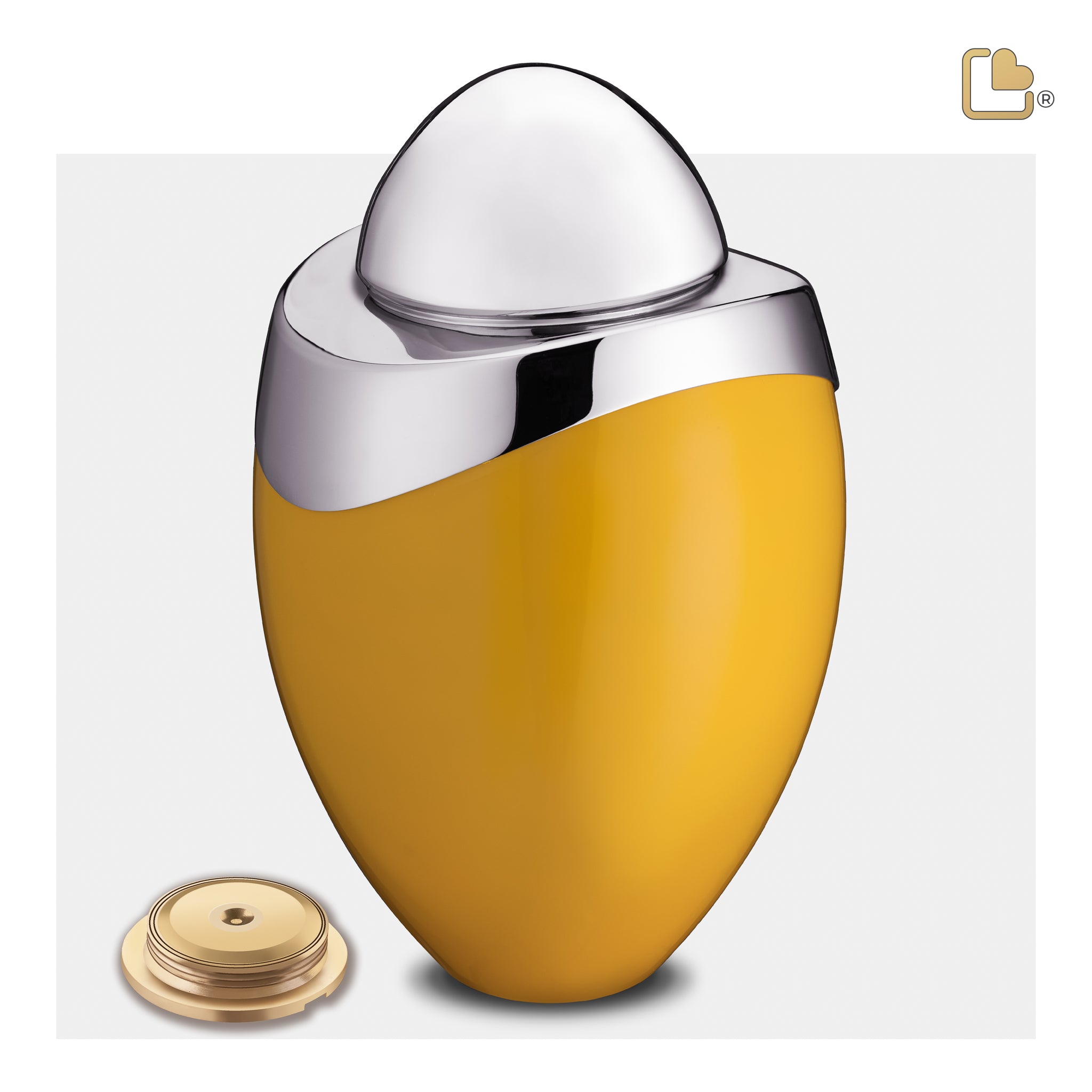 amore standard adult urn yellow & polished silver amore standard adult urn yellow & polished silver