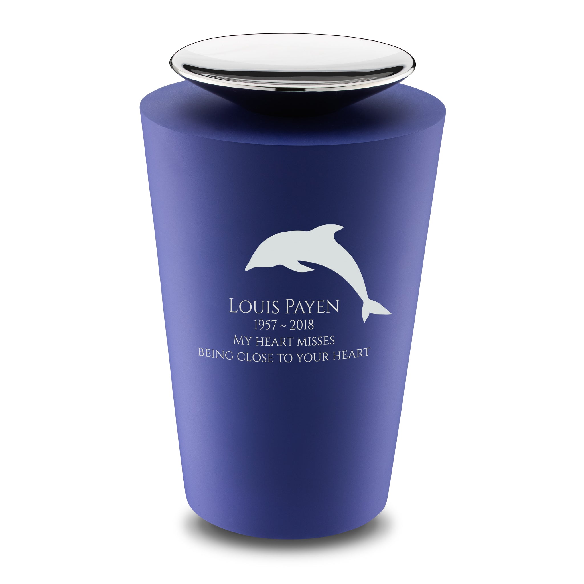 crescent tall standard adult urn navy & polished silver crescent tall standard adult urn navy & polished silver