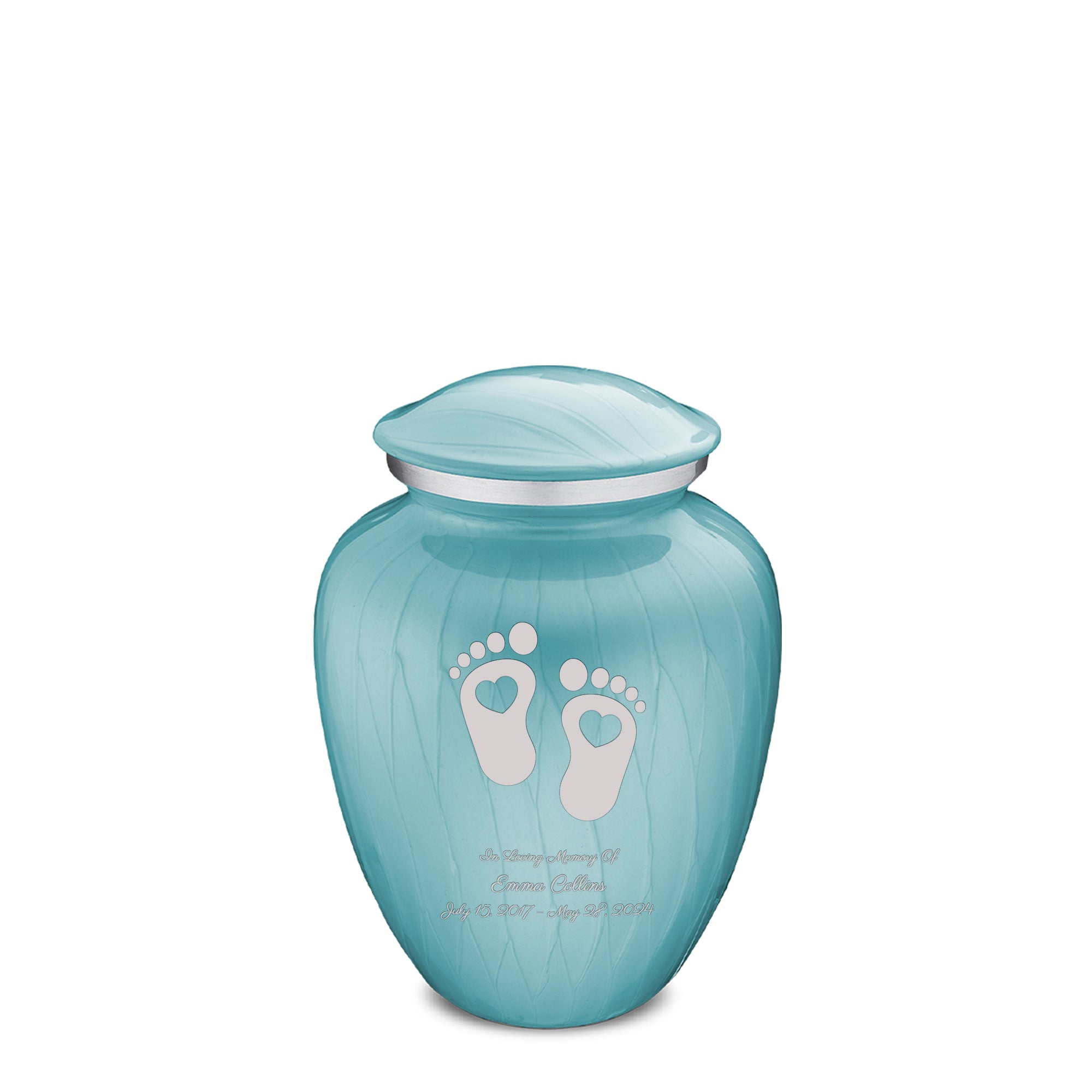 medium embrace pearl light blue loving heart feet cremation urn medium embrace pearl light blue loving heart feet cremation urn