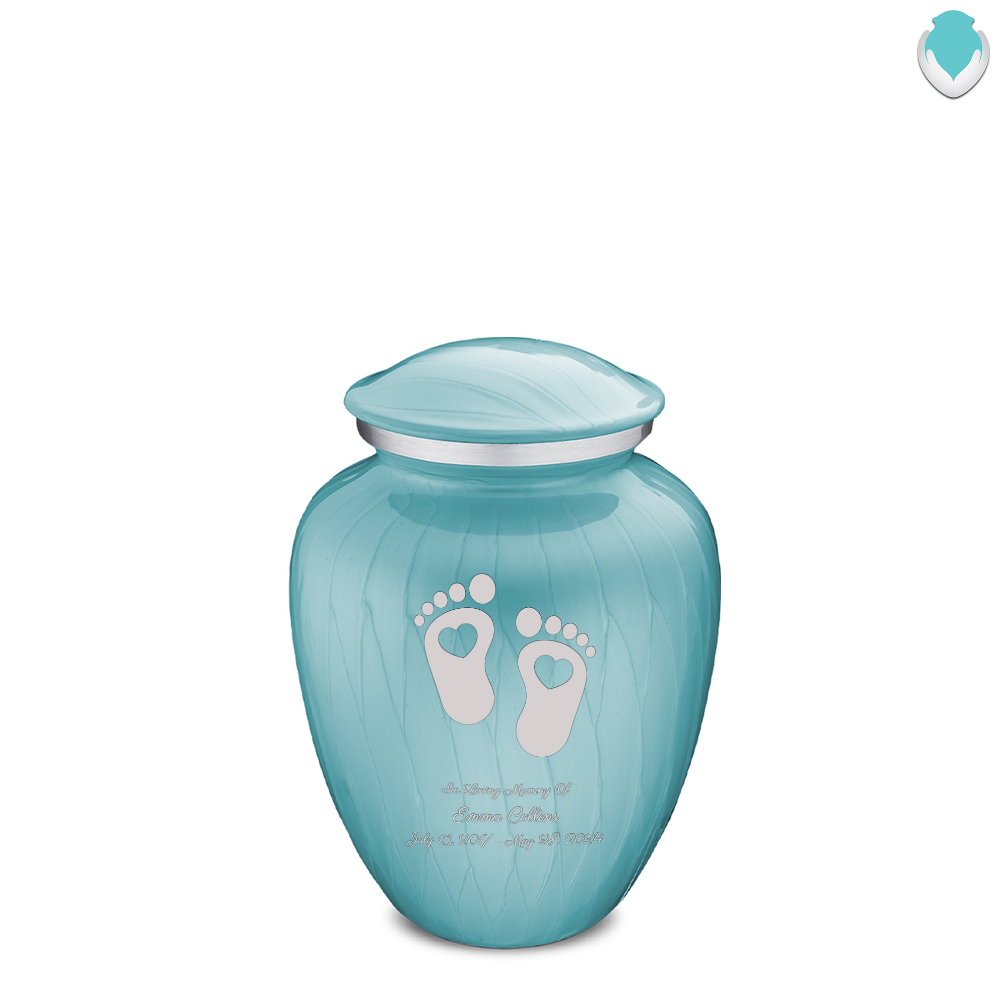 medium embrace pearl light blue loving heart feet cremation urn medium embrace pearl light blue loving heart feet cremation urn
