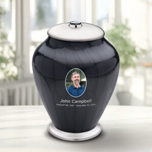 medium tall simplicity portrait midnight pearl cremation urn comfort by loveurns