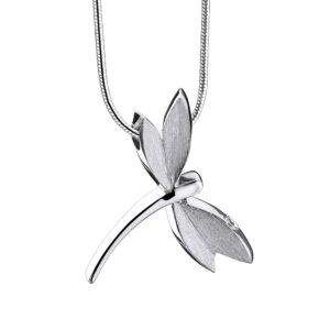 dragonfly two tone sterling silver cremation pendant