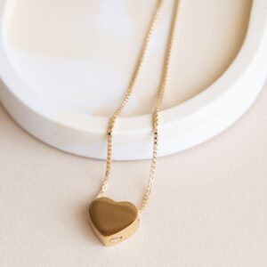 gold vermeil double chamber slide heart pendant cremation jewelry
