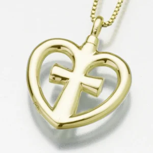 Home gold vermeil love cross pendant cremation jewelry