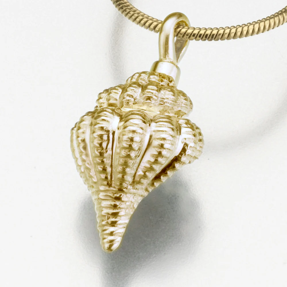 gold vermeil conch shell pendant cremation jewelry gold vermeil conch shell pendant cremation jewelry