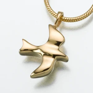 gold vermeil dove pendant cremation jewelry