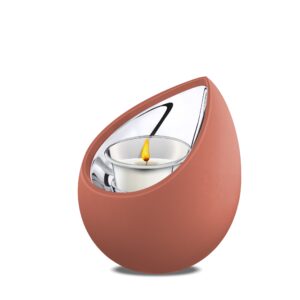 drop tealight urn terracotta & polished silver