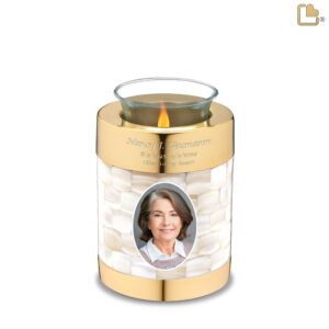 tealight mother of pearl portrait cremation urn comfort by loveurns