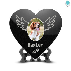 custom printed pet picture black granite plaque heart