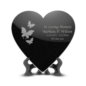 custom engraved black granite plaque heart
