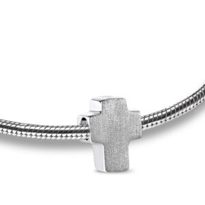 Home cross two tone sterling silver cremation bracelet bead